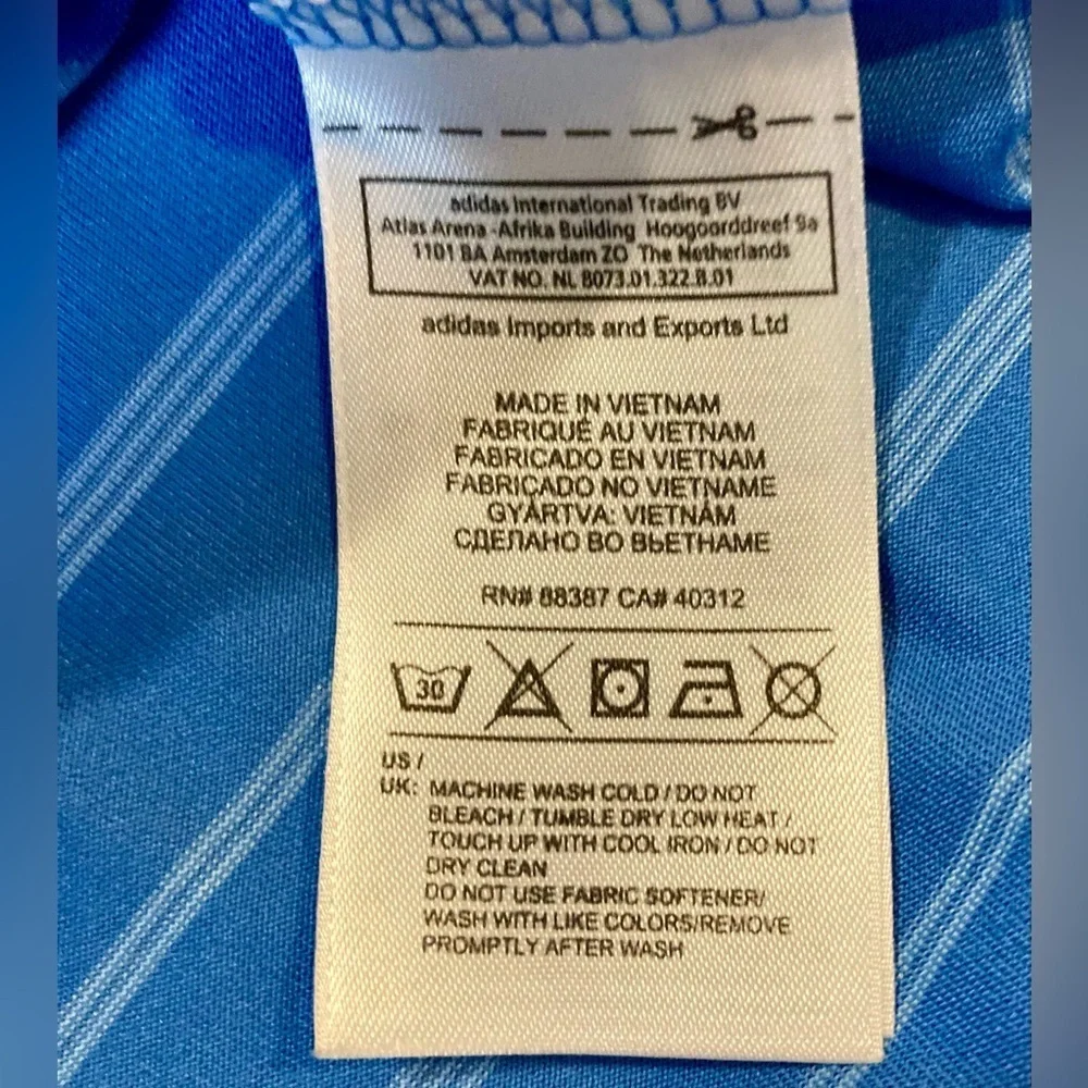 Adidas Men’s Large Two-Tone Blue Striped Golf Polo‎ Shirt